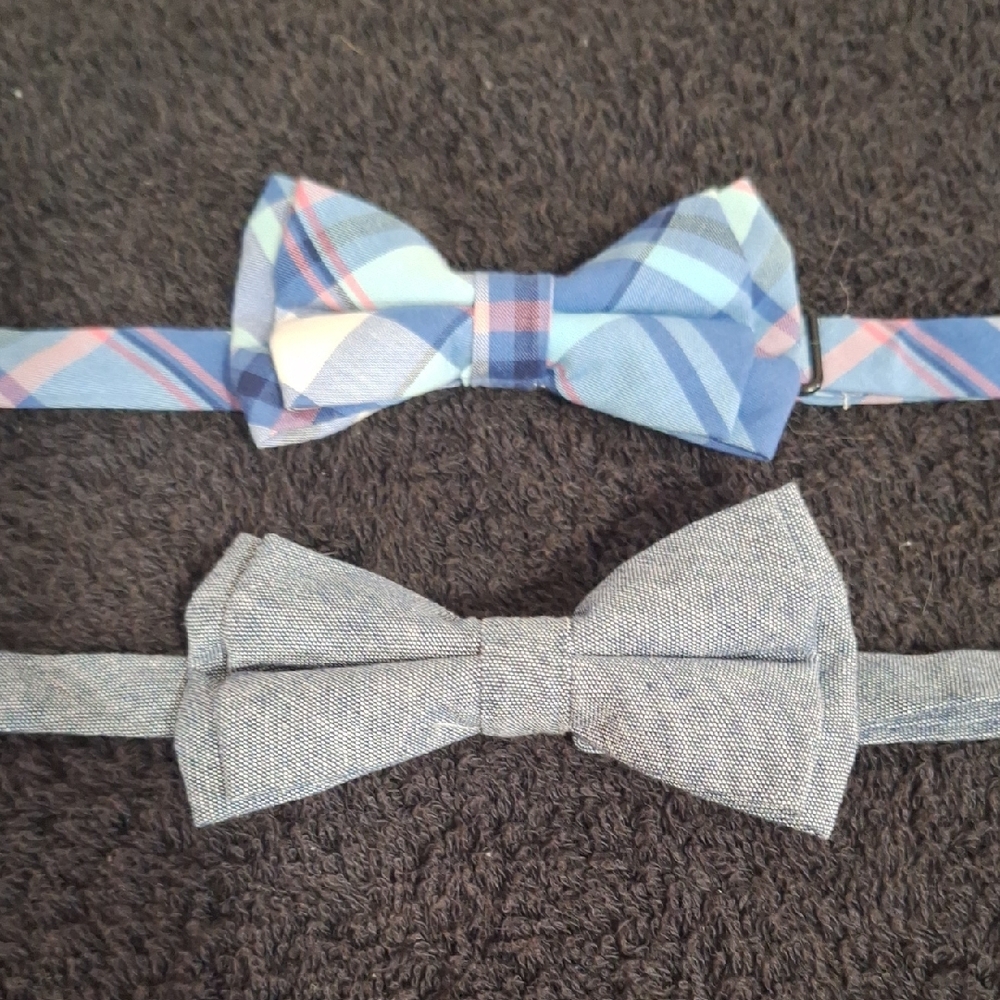 The Children's Place Set Of 2 Classic Bow Ties - Plaid Pink Denim Blue - 4-7